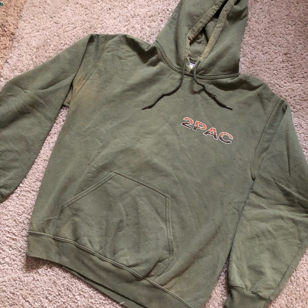 Vintage *RARE* 2pac rap tee hoodie green small